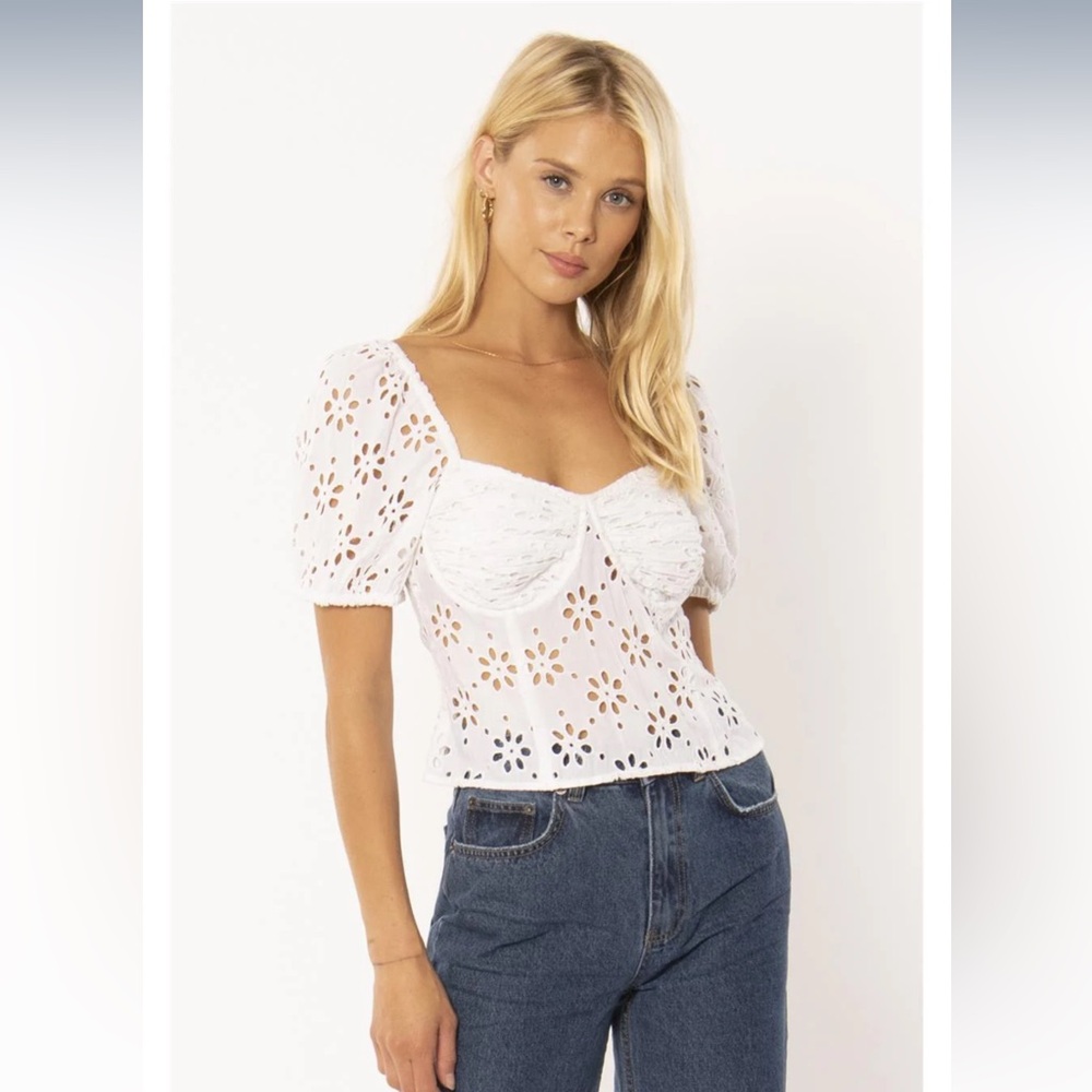 NWT Amuse Society X REVOLVE Golden Light Top in White